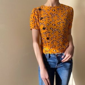Topshop Animal Print Button Blouse